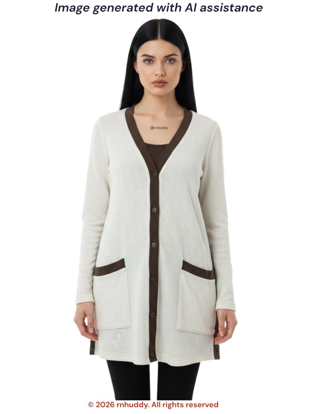 NWT Sympli size 6 ivory brown fair & square cardigan